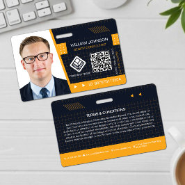 Gelbes QR-Foto-ID-Abzeichen | Unternehmensmitarbei Ausweis