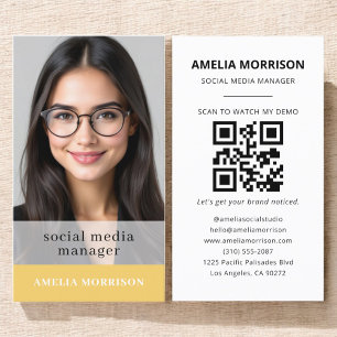 Gelbes QR-Foto Minimalistisch Beruflich Visitenkarte
