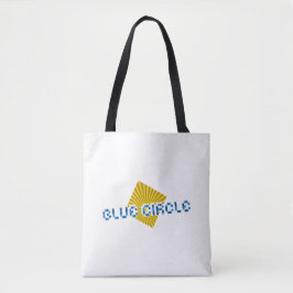 Gelbes Quadrat mit Balken und optischem Pixel-Text Tasche