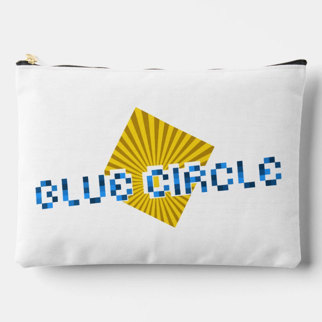 Gelbes Quadrat mit Balken und optischem Pixel-Text Zubehörtasche (Vorderseite)