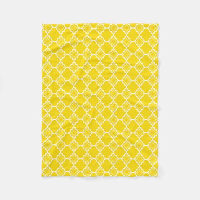 Gelbes Quatrefoil geometrisches Muster Fleecedecke (Vorderseite)