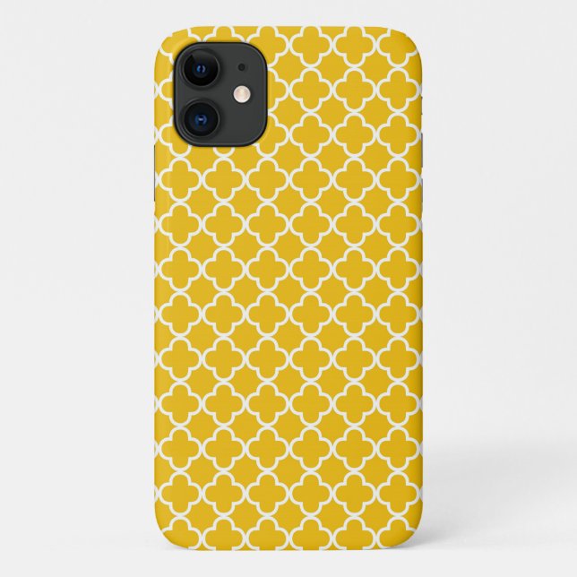 Gelbes Quatrefoil Muster Case-Mate iPhone Hülle (Rückseite)