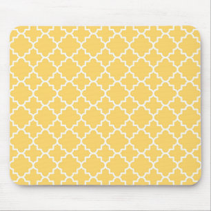 Gelbes Quatrefoil Muster Mousepad