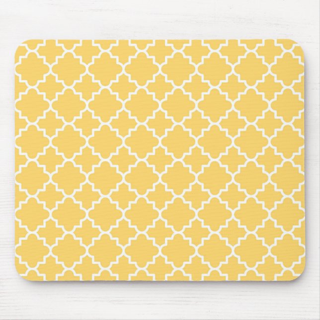 Gelbes Quatrefoil Muster Mousepad (Vorne)