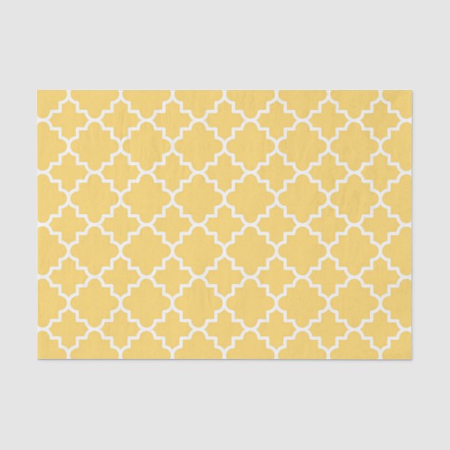 Gelbes Quatrefoil Muster Seidenpapier (Vorderseite)