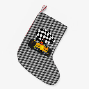 Gelbes Rennwagen Kleiner Weihnachtsstrumpf