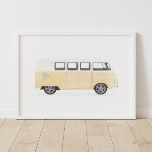 Gelbes Retro-Van-Nursery-Dekor Poster
