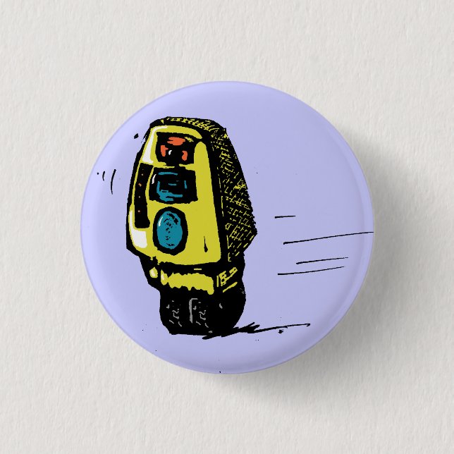 Gelbes Rollerbot Button (Vorderseite)