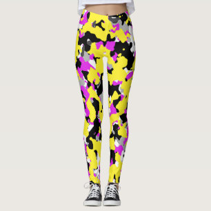 Gelbes rosa schwarzes graues leggings