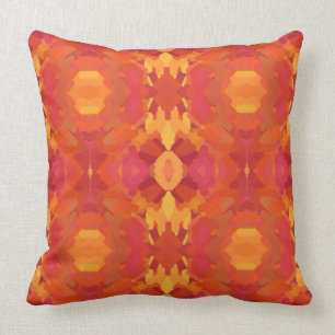Gelbes, rosa und orange Kaleidoskop Kissen