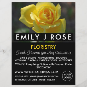 Gelbes Rose, floristrische Werbung Flyer