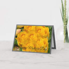 Gelbes Rose-Foto-Muster | Grau Feiertagskarte