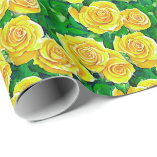 Gelbes Rose Muster Geschenkpapier