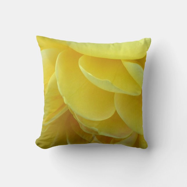 Gelbes Rosen-Blumenblätterthrow-Kissen Kissen (Vorderseite)