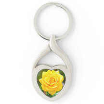 Gelbes Rosen-Herz-Schlüsselkette