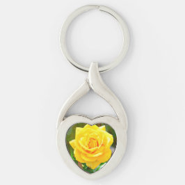 Gelbes Rosen-Herz-Schlüsselkette Schlüsselanhänger
