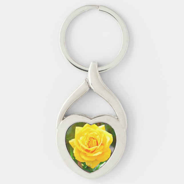 Gelbes Rosen-Herz-Schlüsselkette Schlüsselanhänger (Vorderseite)