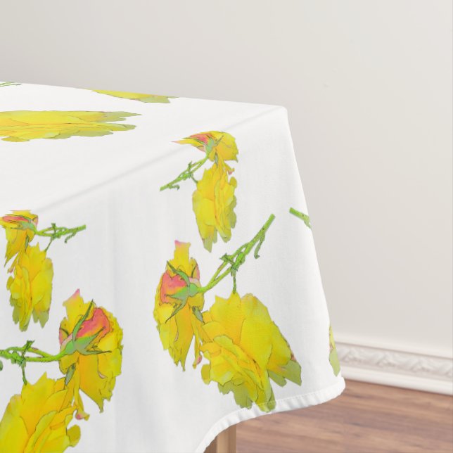 Gelbes Rosengewebe. Tischdecke (Beispiel)