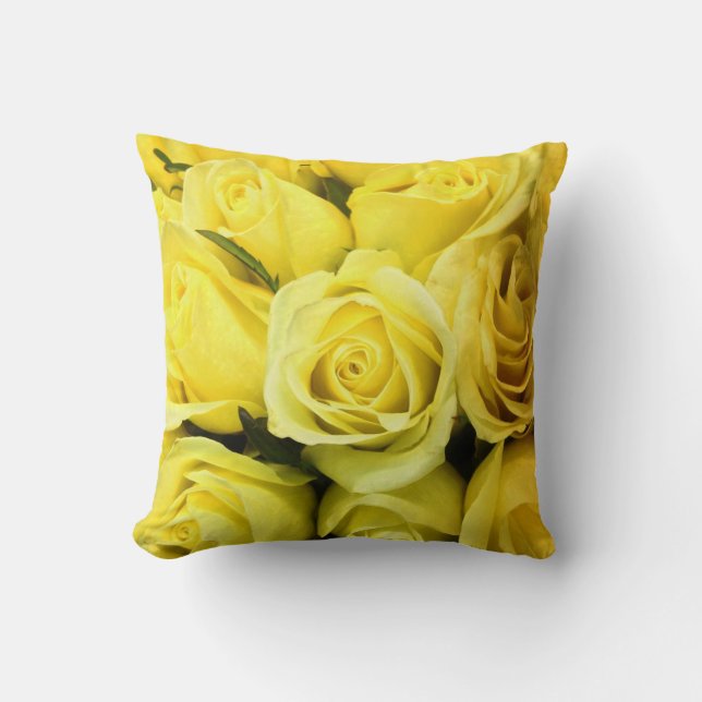 Gelbes Rosethrow-Kissen Kissen (Vorderseite)