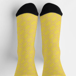 Gelbes rotes Rechteck gepolstertes Muster Socken