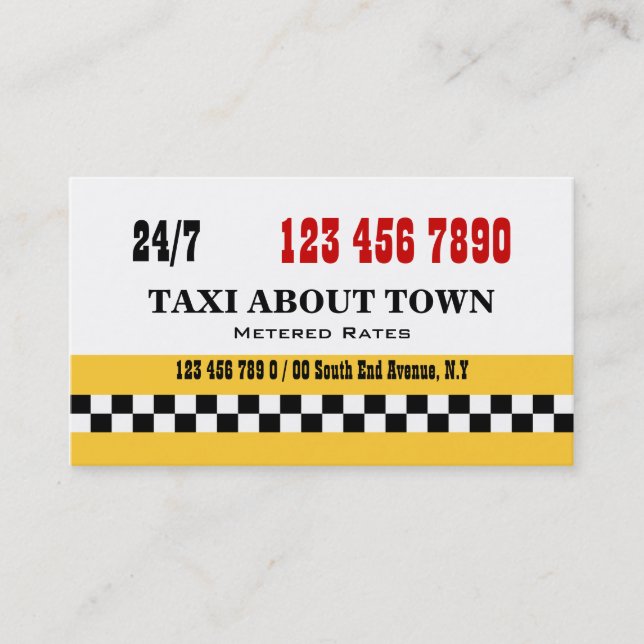 Gelbes rotes Schwarzes des Taxis Visitenkarte (Vorderseite)