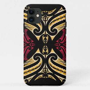 Gelbes rotes Stammes- Maori- tatau, das polytat Case-Mate iPhone Hülle