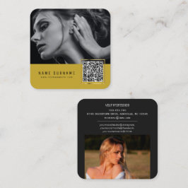 Gelbes, scannierbares Strichcode QR-Foto Quadratische Visitenkarte