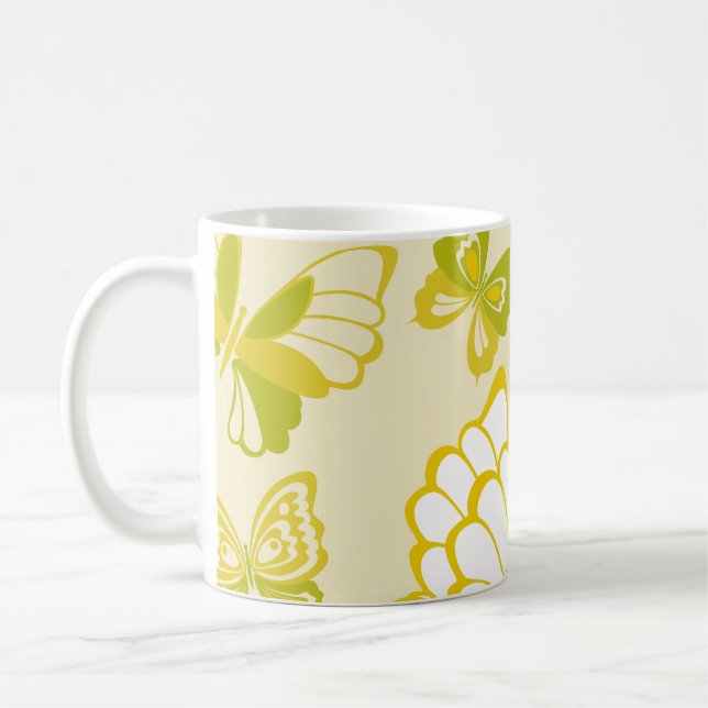 Gelbes Schmetterlingsmuster Kaffeetasse (Links)