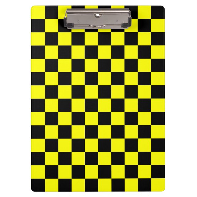 Gelbes Schwarz-Schachbrettmuster Klemmbrett (Vorderseite)