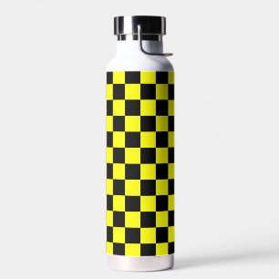 Gelbes Schwarz-Schachbrettmuster Trinkflasche