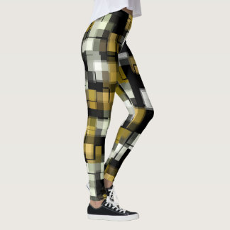 Gelbes Schwarz-weißes Abstraktes Muster Leggings