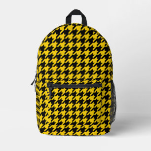 Gelbes Schwarzes Hahnentrittmuster Karo Bedruckter Rucksack