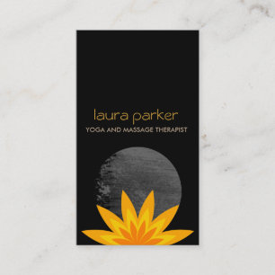 Gelbes schwarzes Lotos-Blumen-Logo-Yoga-heilende Visitenkarte