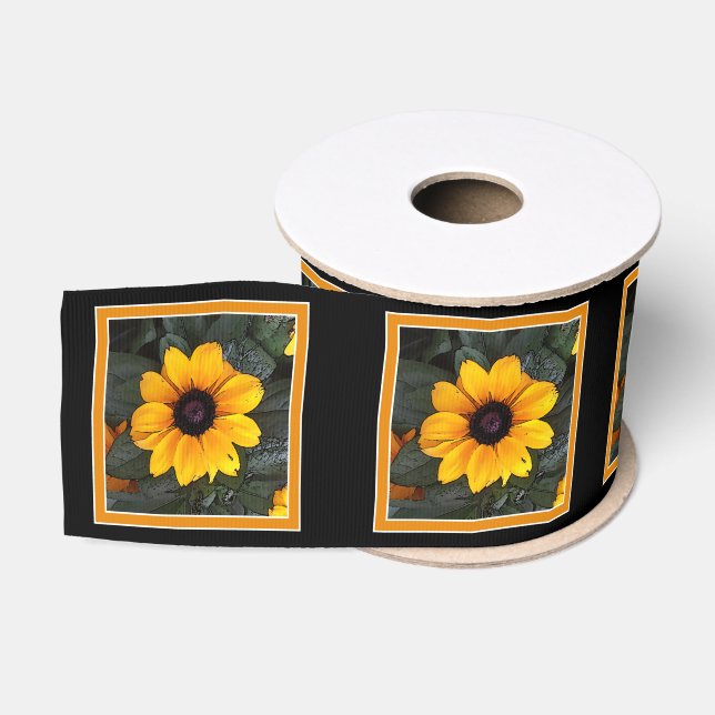 Gelbes schwarzes mit Augen Susan-Blumen-Band Ripsband (Spule)