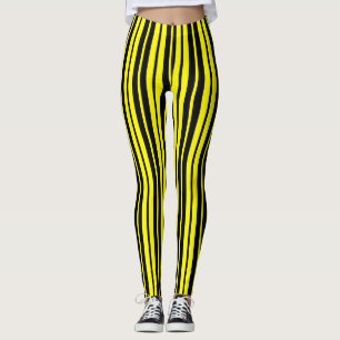 Gelbes schwarzes Muster für vertikale Streifen Leggings