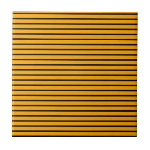 Gelbes schwarzes Retro-Streifenmuster Fliese