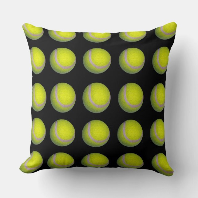 Gelbes schwarzes Tennisball-Muster, Kissen (Vorderseite)