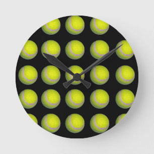 Gelbes schwarzes Tennisball-Muster, Runde Wanduhr