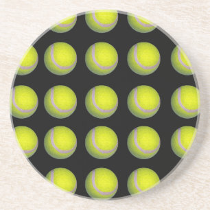Gelbes schwarzes Tennisball-Muster, Sandstein Untersetzer