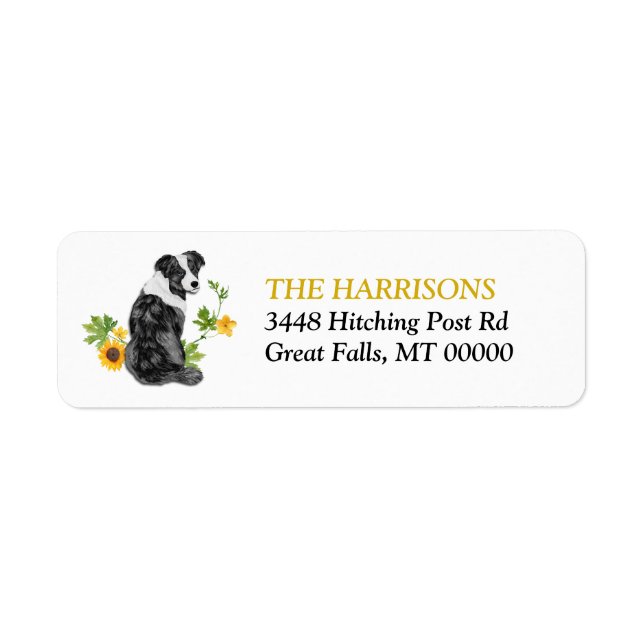 Gelbes schwarzes und weißes Aussie-Hund-Label (Vorne)