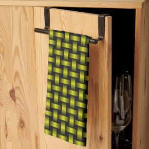 Gelbes Schwarzes Weave-Muster Geschirrtuch