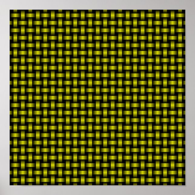 Gelbes Schwarzes Weave-Muster Poster (Vorne)