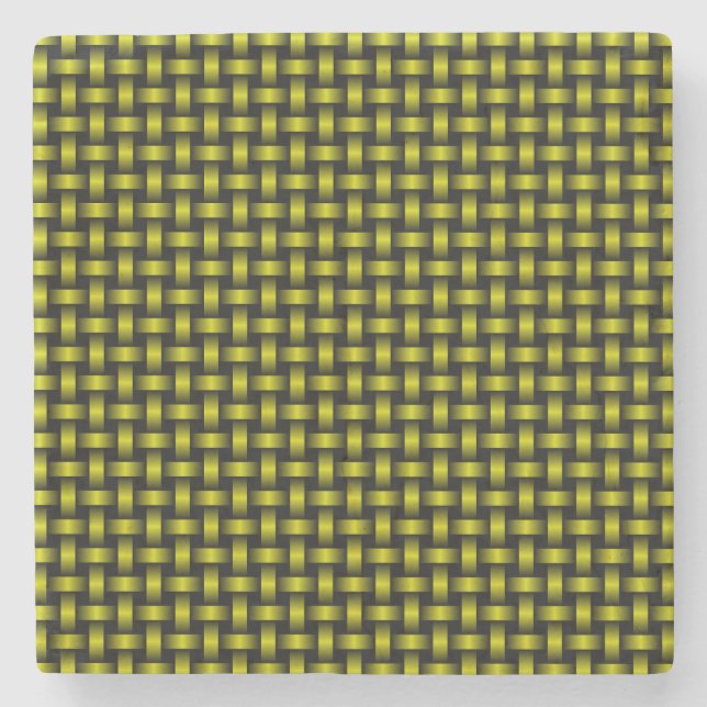Gelbes Schwarzes Weave-Muster Steinuntersetzer (Vorderseite)
