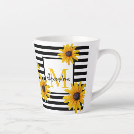 Gelbes Schwarzweiß-Mit Augen Susan Black Stripe Mo Milchtasse