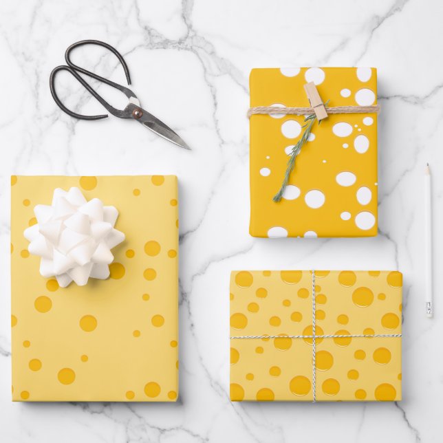 Gelbes Schweizer Käsemuster mit Holen Geschenkpapier Set (Vorderseite)