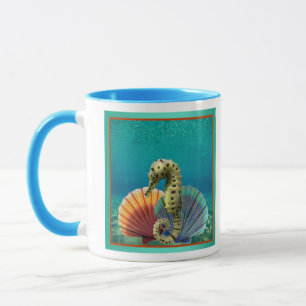 Gelbes Seepferd und Scallop Muscheln Tasse