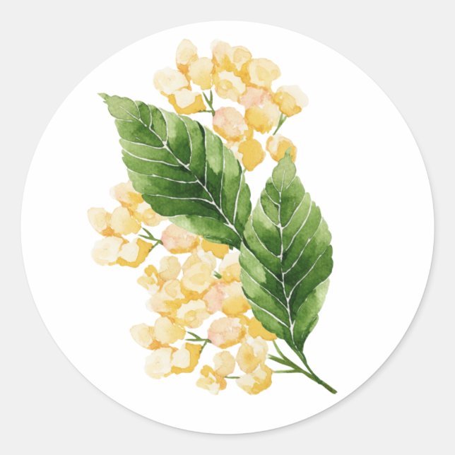 Gelbes Set der Blume in Aquarellfarben Runder Aufkleber (Vorderseite)