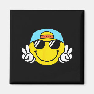 Gelbes Smiley-Gesicht Niedlich Kariert Frieden Läc Magnet