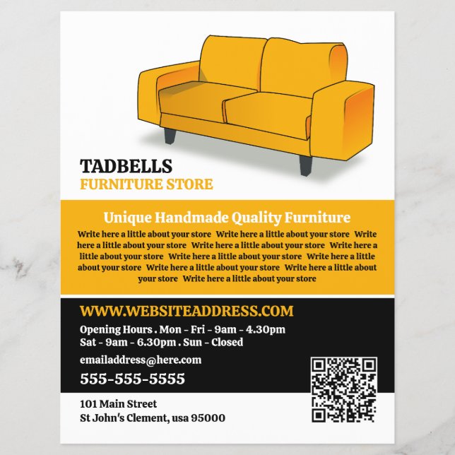 Gelbes Sofa - Verkauf von Möbeln Flyer (Vorne)