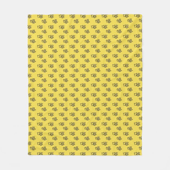 Gelbes Sommer-Bienen-Muster Fleecedecke (Vorderseite)